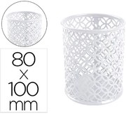 Porta Lápis Q-Connect Metal Redondo Branco Diametro 80 Altura 100 mm