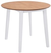 Mesa de jantar com abas rebatíveis redonda MDF branco