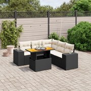 vidaXL 6 pcs conjunto sofás de jardim c/ almofadões vime PE preto