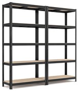 Estantes SONGMICS de 5 níveis, conjunto de 2 estantes de aço para armazenamento, montagem sem ferramentas, para garagem, galpão, capacidade de carga 875 kg, 40 x 90 x 180 cm, preto GLR040B02