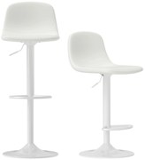 HOMCOM 2 Bancos de Bar Reguláveis em Altura 84-104 cm com Encosto e Apoio para os Pés Estofadas em PU Giratórias em 360° Branco | Aosom Portugal