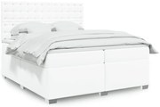 vidaXL Cama com molas/colchão 200x200 cm couro artificial branco