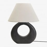Candeeiro De Mesa Joana Em Madeira De Manga Preto Claro & Branco Ø40 Cm Menorca - Sklum