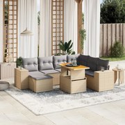 vidaXL 8 pcs conjunto de sofás p/ jardim com almofadões vime PE bege