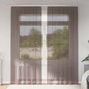 vidaXL Cortinas de voile com bolsos para varão 2 pcs castanho