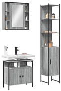 vidaXL 3 pcs conjunto móveis WC derivados de madeira cinzento sonoma