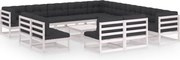 vidaXL 14 pcs conj. lounge de jardim c/ almofadões pinho maciço branco