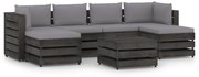 7 pcs conj. lounge jardim + almofadões madeira impreg. cinzento