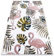 Tapete PETIT GARDEN FLAMINGOS FOLHAS DE MONSTERA creme