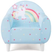 Sofá infantil com encosto e apoio de braços Poltrona infantil acolchoada Sofá de leitura Unicórnio roxo