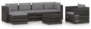 7 pcs conj. lounge jardim + almofadões madeira impreg. cinzento