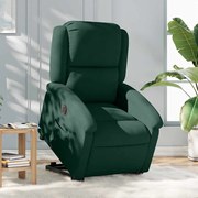 vidaXL Poltrona reclinável elevatória elétrica veludo verde-escuro