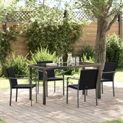 vidaXL Conjunto de Jantar de Jardim com 5 Peças e Almofadas - Rattan Poliéster Preto