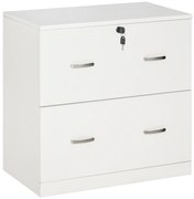 Vinsetto Armário para Aquivos com Gavetas Armário de Arrumação de Escritório com Fechadura e 2 Chaves 74x42x72cm Branco