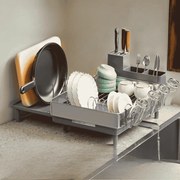 Escorredor de pratos, extensível (31,7-54,9) x 48,6 x 23,7 cm cinza prateado