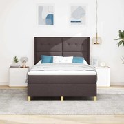 vidaXL Cama Box com Colchão - Marrom Escuro - 140x200 cm Tecido