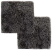vidaXL Almofadas p/ cadeira 2 pcs 40x40cm pele carneiro cinzento-claro
