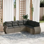 6 pcs conjunto sofás de jardim com almofadões vime cinzento