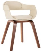 vidaXL Cadeira de jantar madeira curvada e couro artificial branco