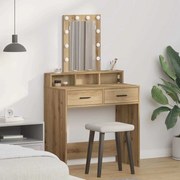 Mesa de Maquiagem vidaXL com Luzes LED Carvalho Artisan 79x41x140 cm