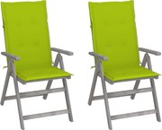 vidaXL Cadeiras jardim reclináveis c/ almofadões 2 pcs acácia maciça