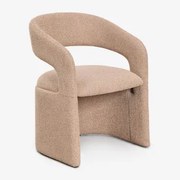Poltrona Jules Tecido De Chenille Espesso Castanho Latte - Sklum