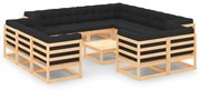 13 pcs conj. lounge jardim c/ almofadões antracite pinho maciço