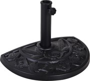 Outsunny Base para Chapéu de Sol de Resina em Forma Semicircular para Mastros de Ø3,8 cm e Ø4,8 cm Peso 9 kg 50x31x32 cm Preto | Aosom Portugal