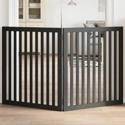vidaXL Portão p/ cães dobrável 2 painéis 160 cm madeira de álamo preto