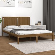 Estrutura cama king 150x200 cm madeira maciça castanho-mel