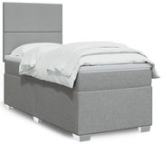 vidaXL Cama com molas/colchão 80x200 cm tecido cinza-claro