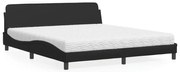 vidaXL Cama com colchão 180x200 cm couro artificial preto