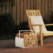 vidaXL Suporte para lenha 40x40x40 cm aço laminado a frio branco