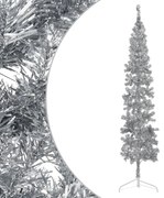 vidaXL Meia árvore de Natal fina com suporte 240 cm prateado
