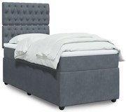vidaXL Cama com molas/colchão 100x200 cm veludo cinza-escuro