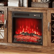 Lareira Elétrica 48,5 x 14 x 46 cm embutir  750W/1500W Aquecedor de Lareira com Comando Remoto 7 Cores de Chama Realistas 5 Brilhos Ajustáveis Preto