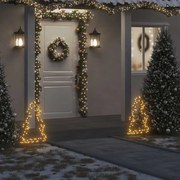 vidaXL Decoração árvore de Natal c/ luz e estacas 80 luzes LED 60 cm
