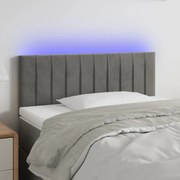 Cabeceira de cama c/ luzes LED veludo 80x5x78/88 cm cinza-claro