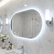 Espelho Casa de Banho LED oval sem moldura 80x50 cm antiembaciamento regulável vidro temperado prateado