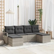 vidaXL Conjunto de Sofás com almofada 6 pcs Cinzento-claro vime PE