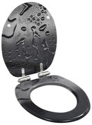 vidaXL Assento sanita c/ tampa de fecho suave MDF design gotas de água