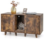 Casa de madeira para gatos com arranhador e divisória ajustável - branca