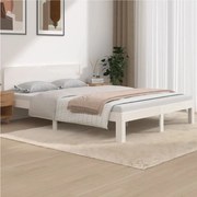 Estrutura de cama 140x190 cm pinho maciço branco