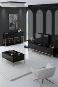 **** Conjunto de Mobiliário de Sala Lord – Preto e Dourado – Medidas V