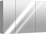 kleankin Armário de parede para casa de banho com 3 portas com espelho e prateleiras ajustáveis em MDF Cinza dim. 90L x 15l x 60H cm | Aosom Portugal