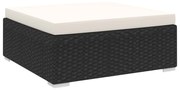 vidaXL Apoio de pés seccional c/ almofadão 1 pc vime PE preto