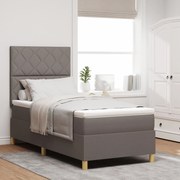 Cama Box Spring com Colchão &amp; LED Taupe 100x200 cm Tecido