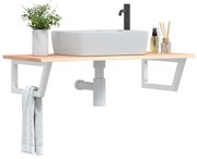 vidaXL Prateleira de parede p/ lavatório aço/madeira carvalho maciça