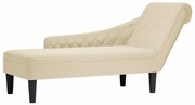 vidaXL Chaise lounge c/ almofada/apoio de braços direito tecido creme