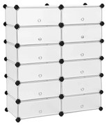 Rack de sapatos intertravado SONGMICS, organizador de armazenamento retangular, unidade de prateleira de armazenamento modular DIY de 12 slots, 40 x 30 x 17 cm para cada slot, guarda-roupa de fio de metal, branco LPC26W